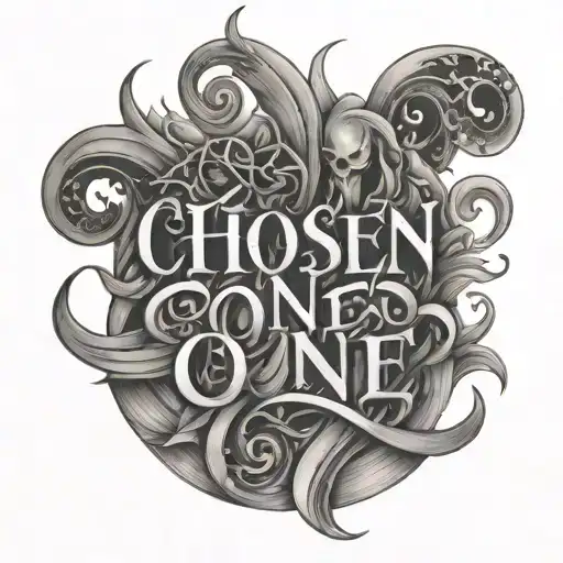 chosen one written out tattoo design idea