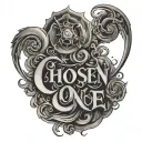 chosen one written out tattoo design idea