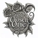 chosen one written out tattoo design idea