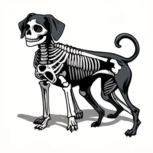mans and dog day of the dead skeleton  tattoo design idea