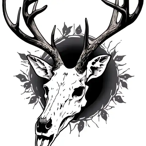 hand tattoo mule deer skull. tattoo design idea