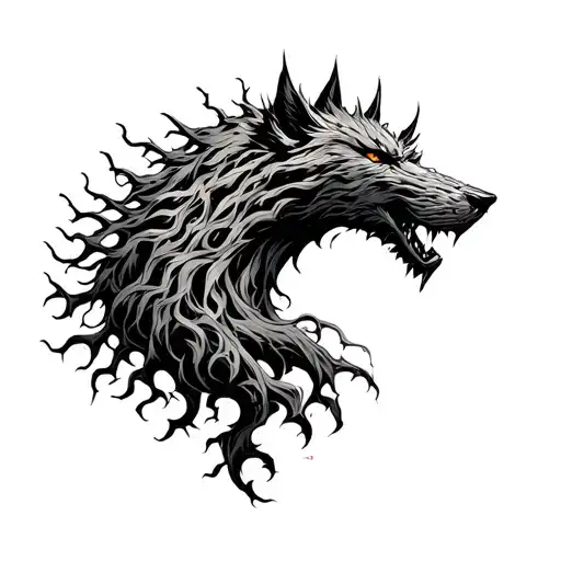 yggdrasil growing out of fenrir's head tattoo design idea