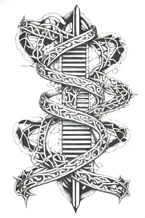 friend bloodline DNA double helix tattoo design idea