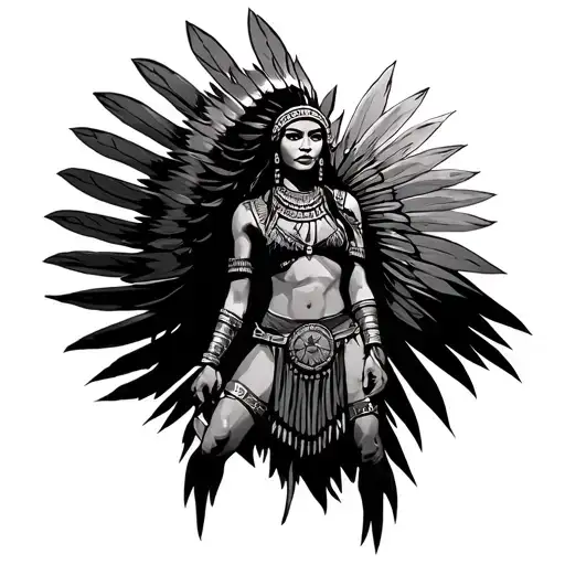 inca woman warrior woman standing tattoo design idea