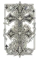 Roman cross with playing card back design featuring tattoo design idea