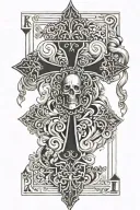 Roman cross with playing card back design featuring tattoo design idea