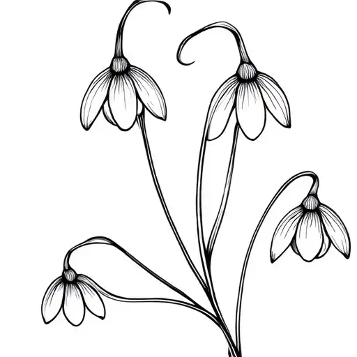 whimsical snow drop flower intertwined, dainty flower tattoo design idea