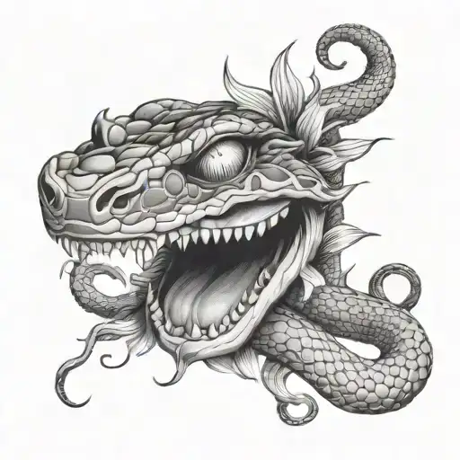 snake face surrounded tattoo design idea