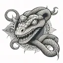 snake face surrounded tattoo design idea
