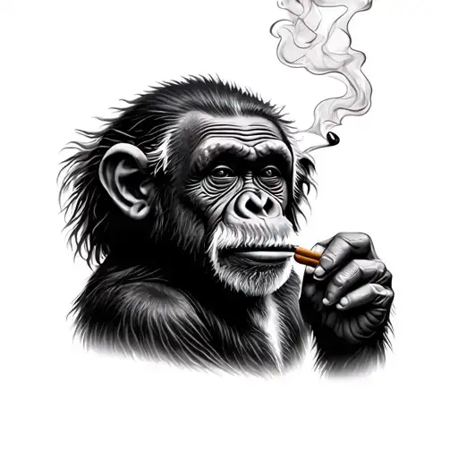 Albert einstein as a chimpanzee smoking a blunt tattoo design idea
