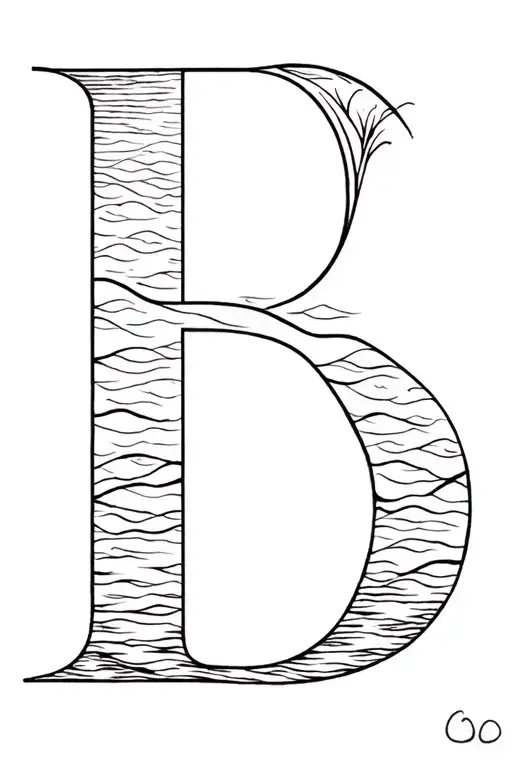 The letter b with a river tattoo design idea