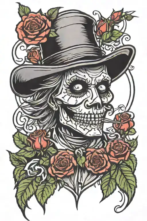 Scarecrow OZ with roses   tattoo design idea