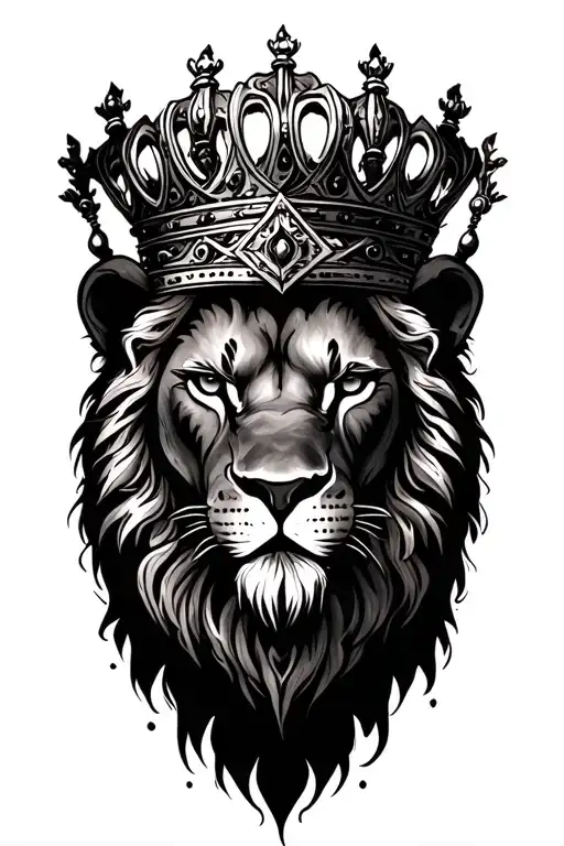 CROWNED LION HEAD WITH WATERCOLOR tattoo design idea