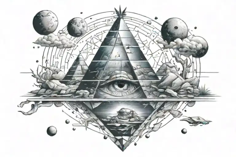 orions belt pyramid emerging tattoo design idea