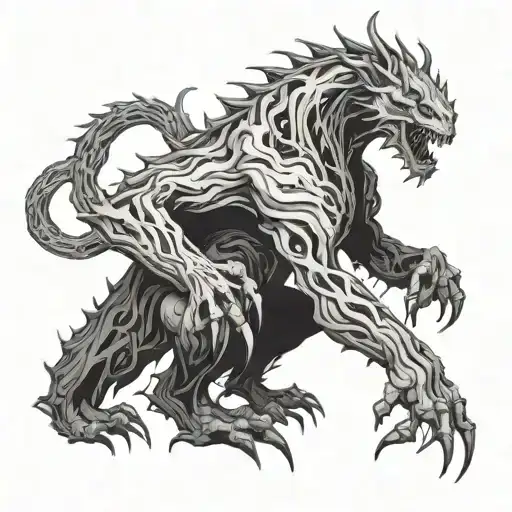 Dark Fantasy Creature Full Body tattoo design idea