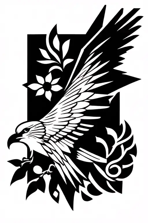 Ojibwe style tattoo design incorporating elements of nature and an eagle tattoo design idea