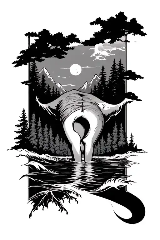 Draw the sea, mountains, forest and in the middle of them a huge penis.  On the shoulder tattoo design idea