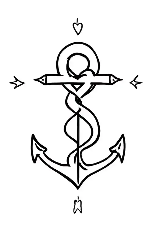 anchor heart cross intertwined tattoo design idea