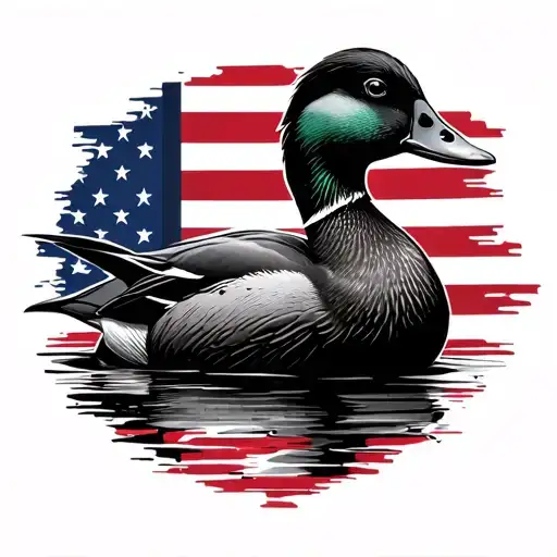 american flag with mallard duck inside tattoo design idea