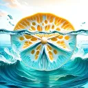 sand dollar in water waves tattoo design idea