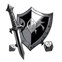 Sword and shield with a D20 dice tattoo design idea