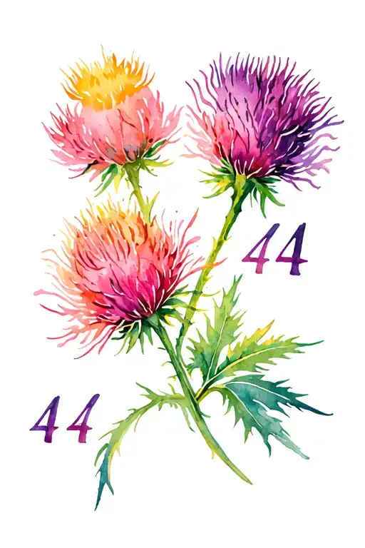 "444" Thistle tattoo design idea
