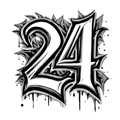 Roman numeral 24 graffiti style tattoo design tattoo design idea