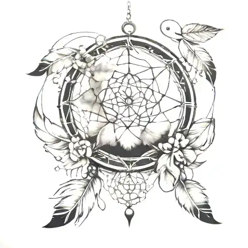 Reality in a dream catcher going tattoo design idea