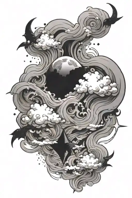 Fear God with clouds and stars forming tattoo design idea