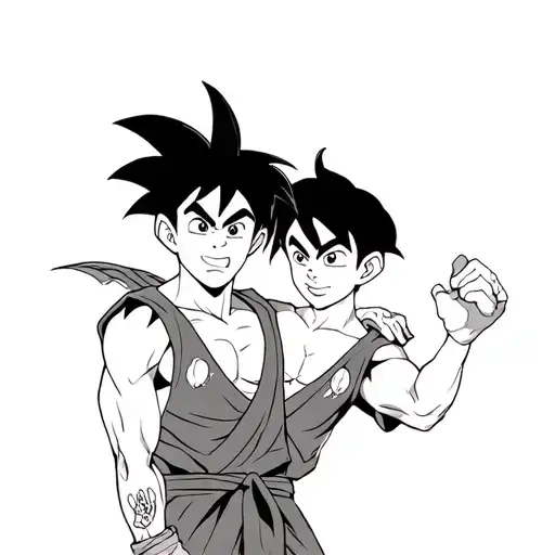 Peter pan with goku and ash tattoo design idea