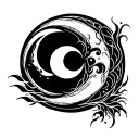 moon and water element symbol tattoo design idea