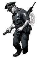 police officer injured and corruption tattoo design idea