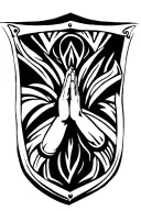 zulu shield with praying hands tattoo design idea