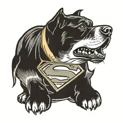 superman logo with dog tattoo design idea