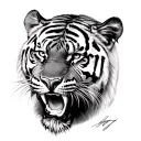 Tiger rawring tattoo design idea
