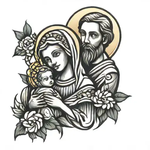 holy family tattoo design idea