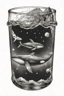 whale space tattoo design idea
