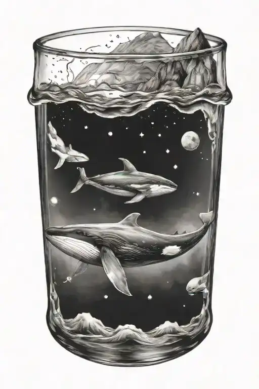 whale space tattoo design idea