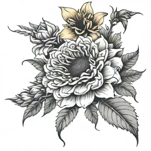 garden wrap with Sunflower  Kalalilies Carnation Lilac  Lavender Dahlia tattoo design idea