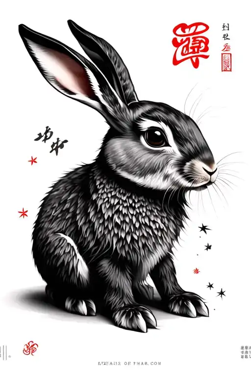 Chinese year of the rabbit and celestial taurus zodiac sign tattoo design idea