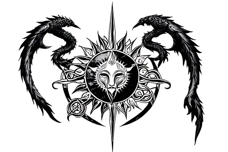 Celtic Sagittarius sun ,Gemini Lower back tattoo tattoo design idea