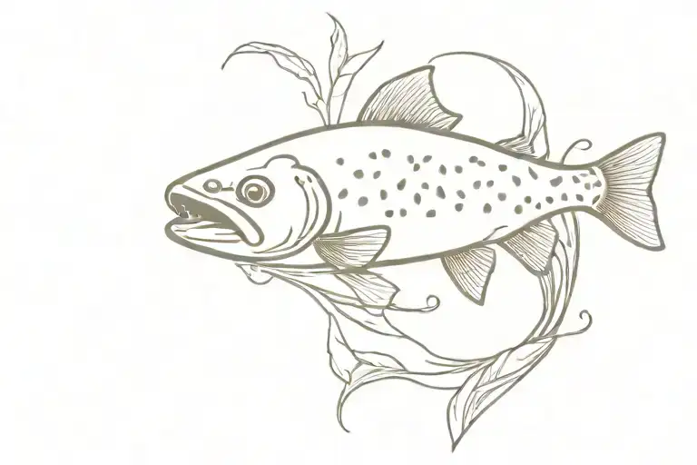 brown trout eating insect  tattoo design idea
