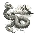 snake, mountain , ocean tattoo design idea