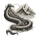 snake, mountain , ocean tattoo design idea