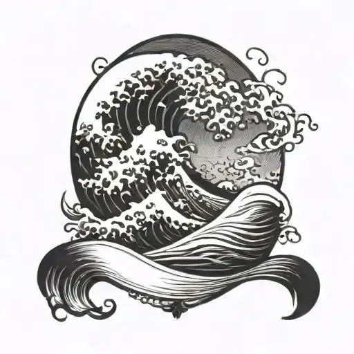 I want the phrase “I’ll ride the wave where it takes me” divided in 4 lines on a square tattoo design idea