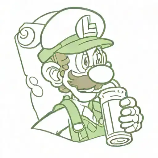 luigi drinking beer against a wall being torn tattoo design idea