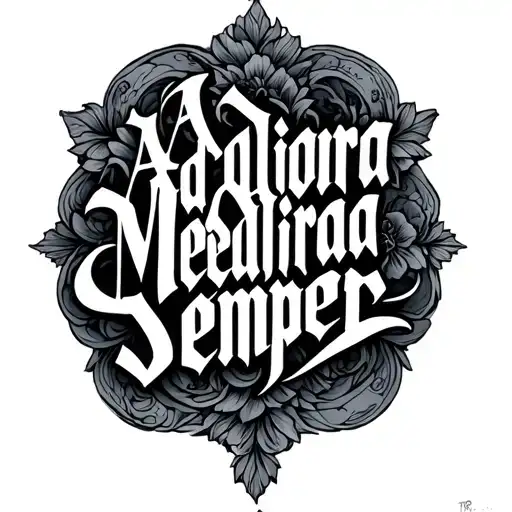 Just text saying "Ad Megliora Semper" tattoo design idea