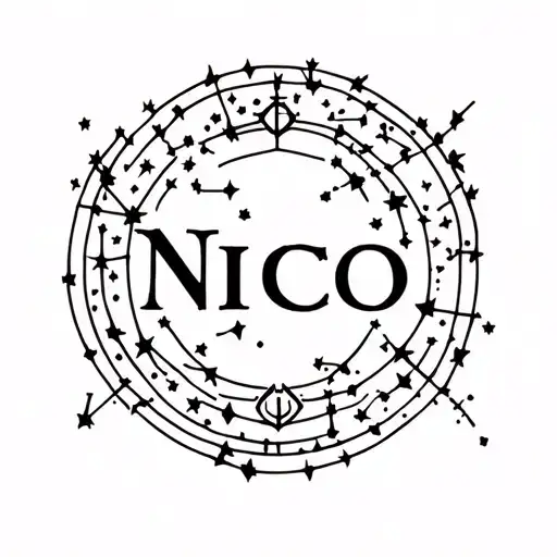 The name Nico with Virgo constellation tattoo design idea