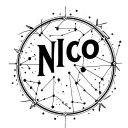 The name Nico with Virgo constellation tattoo design idea