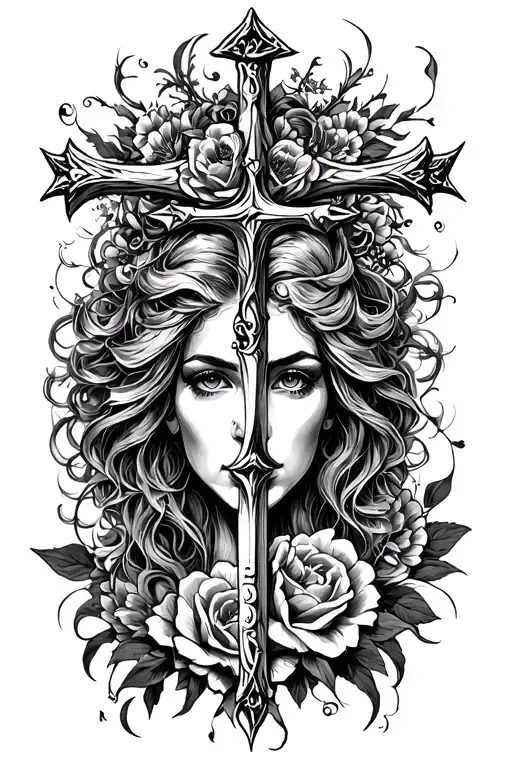 cruz y moño negro Elizabeth subtly integrated tattoo design idea